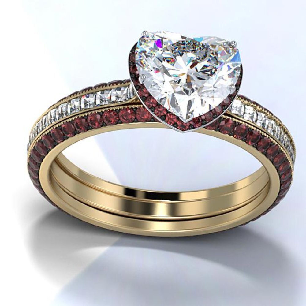 🌸New Beautiful Independent Heart Red Diamond Wedding Ring, GPMB1440